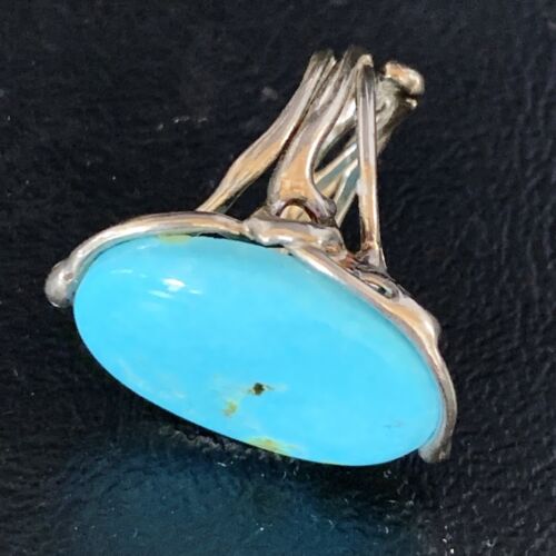 Navajo Blue Kingman Turquoise Ring | Sterling Silver Adjustable Wire | Sz 8 | 13543