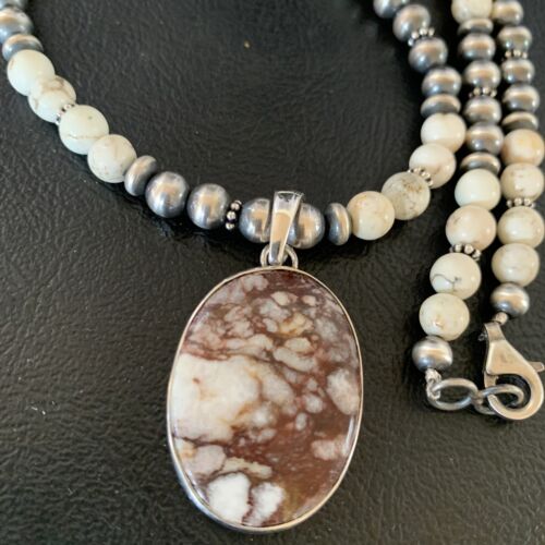 Navajo Wild Horse Turquoise Necklace Pendant | Sterling Silver | 21" | Authentic Native American Handmade | 13316