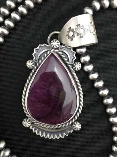 Navajo Purple Spiny Oyster Pendant with Pearls | Sterling Silver Necklace | Authentic Native American Handmade | 4874 - Masha USA