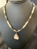 Navajo White Buffalo Turquoise Pendant Set | Sterling Silver | Authentic Native American Handmade | 12202