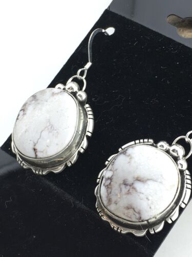 Navajo Wild Horse Turquoise Earrings | Sterling Silver | 1" | Authentic Native American Handmade | 1321