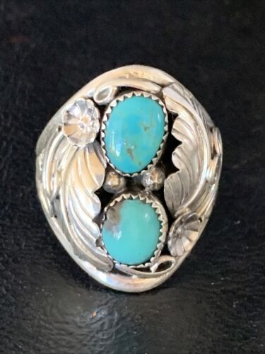 Navajo Kingman Turquoise Multi-Stone Ring | Authentic Native American Sterling Silver | Sz 11.5 | 14174