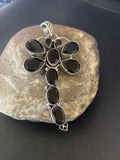 Navajo Dragonfly Pendant | Faceted Black Onyx Gems Cluster | Authentic Native American Sterling Silver | Multi-Stone | 3" | 12739