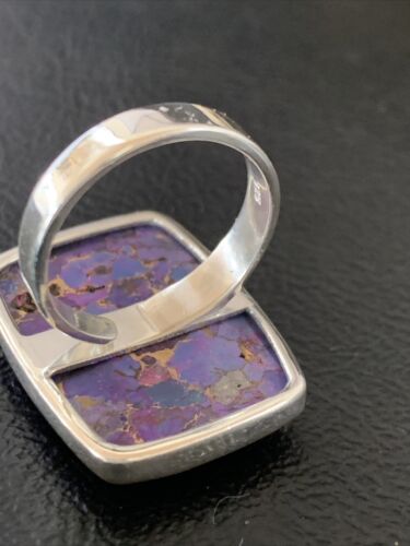 Adjustable Navajo Purple Mojave Turquoise Ring | Sterling Silver | Sz 8 | Authentic Native American Handmade | 11601 - Masha USA