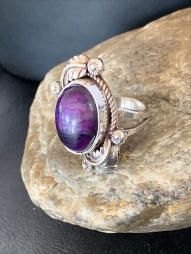 Native American Navajo Purple Sugilite Ring | Sterling Silver | Sz 10.5 | 10446