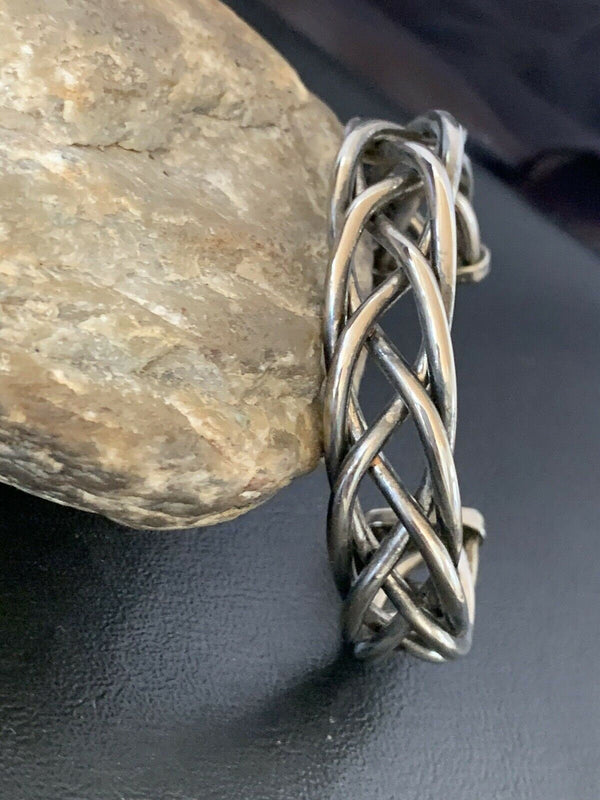 Old Pawn Navajo Wire Braid Bracelet | Sterling Silver | Authentic Native American Handmade | 10415