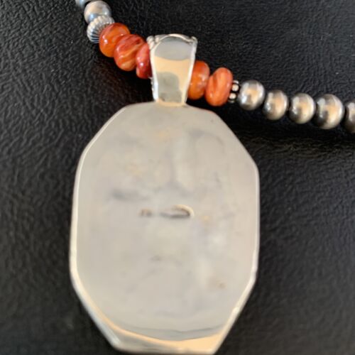 Navajo Red Coral & Spiny Oyster Necklace | Sterling Silver Bead | Authentic Native American Handmade | 13735