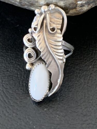 Navajo White Buffalo Turquoise Ring | Sterling Silver | Sz 5.5 | Authentic Native American Handmade | 12183