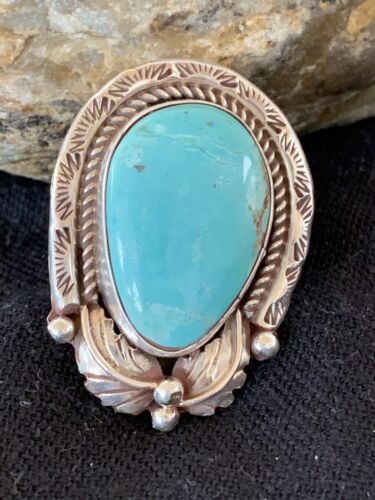 Native American Men's Navajo Blue Royston Turquoise Ring | Sterling Silver | Sz 9 | 674