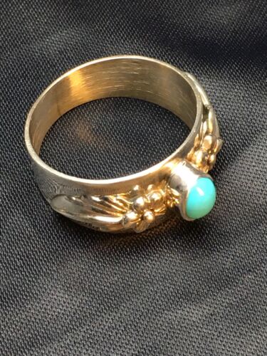 Native American Blue Turquoise Navajo Ring | Sterling Silver | Sz 5.75 | 4454