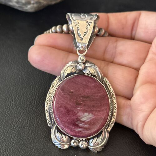 Navajo Purple Spiny Oyster Necklace Pendant | Sterling Silver | Authentic Native American Handmade | 14660