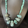 Navajo Chunky Blue Turquoise Nugget Necklace | Sterling Silver | Authentic Native American Handmade | 20" | 14415
