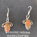 Navajo Orange Spiny Oyster Earrings | Sterling Silver | Authentic Native American Handmade | 12830