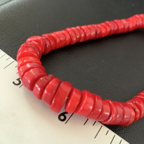 Native American Navajo Red Coral Bead Necklace | Sterling Silver | Authentic Handmade | 20" | 11873 - Masha USA