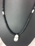 Authentic Native American Navajo Black Onyx Heishi Bead Necklace | Sterling Silver | 23"