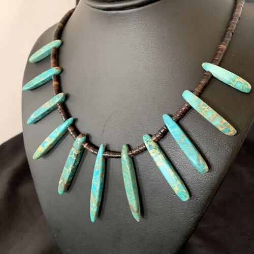 Navajo Blue Jasper Choker Necklace | Sterling Silver Shell Beads | 20" | Authentic Native American Handmade | 11461