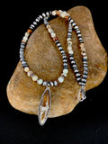 Men's Navajo Wild Horse Turquoise Beads Necklace Pendant Set | Sterling Silver | Authentic Native American Handmade | 158