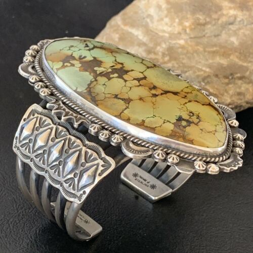 Navajo Green Turquoise Cuff Bracelet | Sterling Silver | 4" | Authentic Native American Handmade | 1630