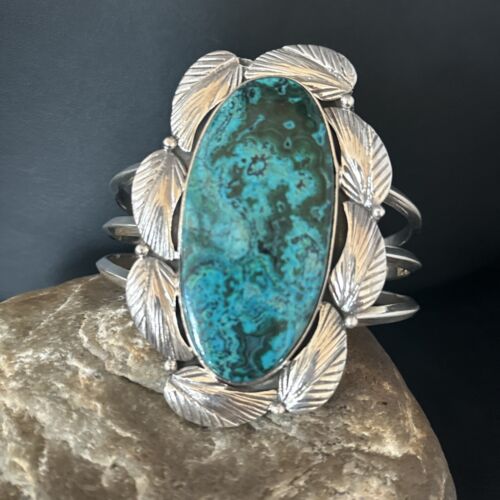 Southwestern Sterling Silver Blue Turquoise Cuff Bracelet | Authentic Native American Handmade | 14324