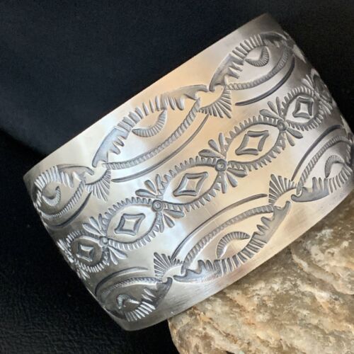 Navajo Stamped Cuff Bracelet | Sterling Silver | Authentic Native American Handmade | 14124