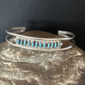 Zuni Blue Turquoise Needle Point Cuff Inlay Bracelet | Sterling Silver | Authentic Native American Handmade | 14594