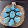 Navajo Kingman Turquoise Pendant | Sterling Silver | Authentic Native American Handmade | 11519