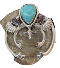 Navajo Sterling Silver Naja Pendant | Turquoise & Spiny Oyster | Authentic Native American Handmade | 01059