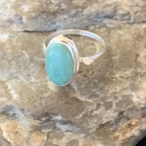 Navajo Blue Turquoise Ring | Sterling Silver | Sz 7 | Authentic Native American Handmade | 11432