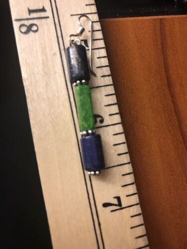 Navajo Sterling Silver Lapis Lazuli Bead Earrings | Southwestern Dangle | Handcrafted