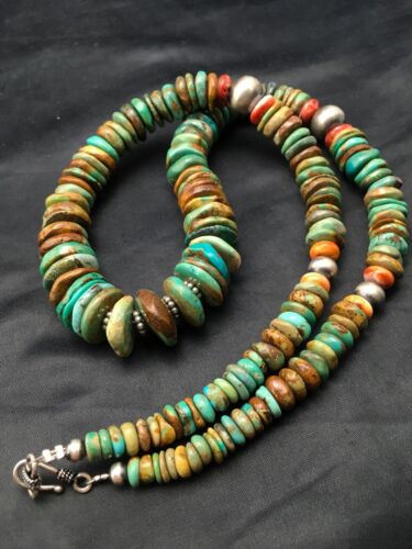 Authentic Navajo Turquoise Graduated Necklace | Sterling Silver | 23" | Native American Jewelry | 4363