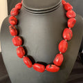 Native American Navajo Red Coral Bead Necklace | Sterling Silver | 18" | 13407