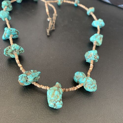 Navajo Turquoise Necklace | Sterling Silver | 24" | Authentic Native American Handmade | 10686