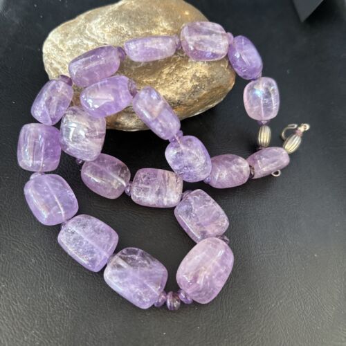 Navajo Chunky Purple Amethyst Necklace | Sterling Silver | 22" | Authentic Native American Handmade | 14297