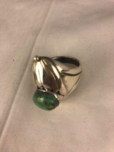 Native American Green Turquoise Ring | Sterling Silver | Sz 11 | 3439