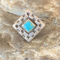 Navajo Blue Spiderweb Turquoise Inlay Ring | Sz 6.5 | Sterling Silver | Authentic Native American Handmade | 13172