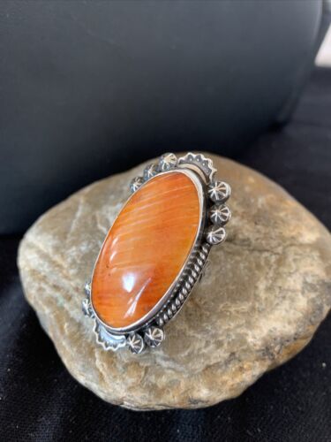Native American Men's Navajo Spiny Oyster Ring | Sterling Silver | Sz 7 | 00998