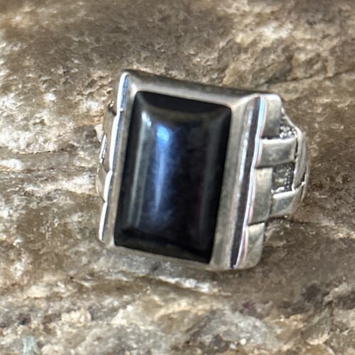 Native American Navajo Handmade Sterling Silver Black Onyx Ring | Sz 10 | 14443 - Masha USA