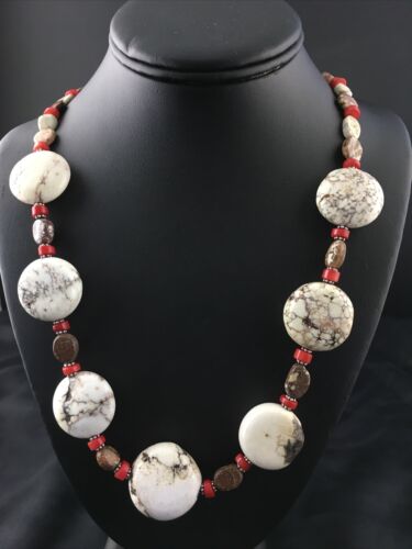 Native American Wild Horse Coral Necklace | Sterling Silver | 21" | 10278