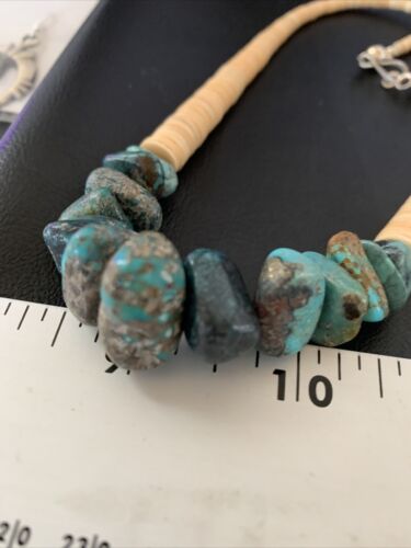 USA Handmade Shell & Turquoise Bead Pendant Necklace with Pearls | Authentic Native American | 20" | 12523