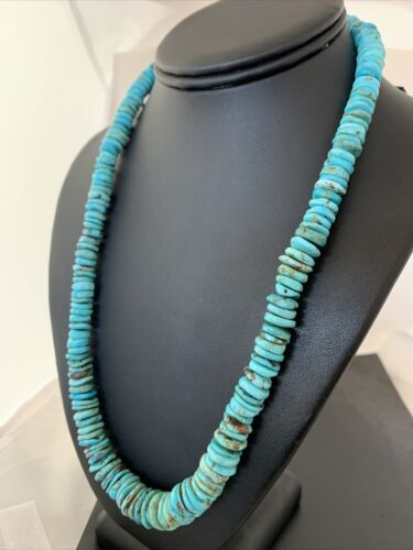 Authentic Navajo Graduated Turquoise Necklace | Sterling Silver | 22" | 944