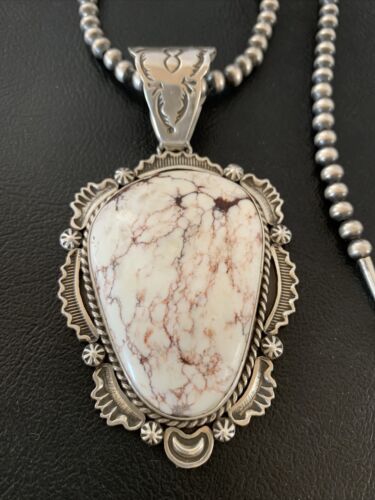 Navajo Wild Horse Turquoise Pendant Necklace | Sterling Silver | Authentic Native American Handmade | 1933