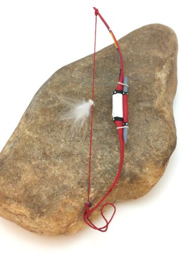 Native American Red Leather Bow Model Car Charm Dangle | Navajo Handmade | 6.5" | 8891
