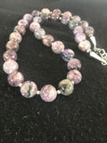Native American Charoite Bead Necklace | Navajo Pearls | Sterling Silver | 19" | 8448