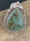 Native American Navajo Spiderweb Turquoise Ring | Sterling Silver | Sz 9.5 | 286