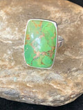Adjustable Navajo Green Mojave Turquoise Ring | Sterling Silver | Sz 8 | 11790