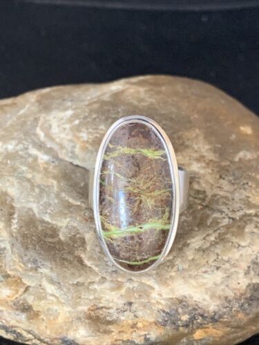 Navajo Green Gaspeite Ring | Sterling Silver | Sz 8.5 | Authentic Native American Handmade | 13781