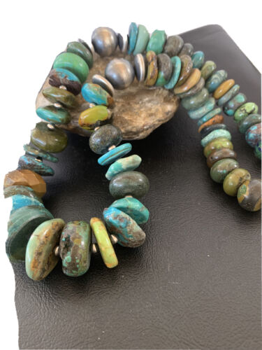 Navajo Pearls Sterling Silver Chunky Graduated Turquoise Necklace | Authentic Native American | 20" | 1754