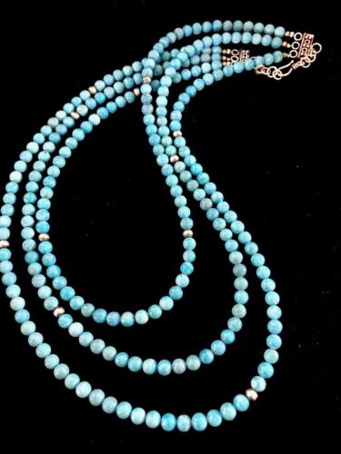 Navajo Sterling Silver Necklace | Native American Blue Turquoise Bead | Stabilized | 3390 - Masha USA