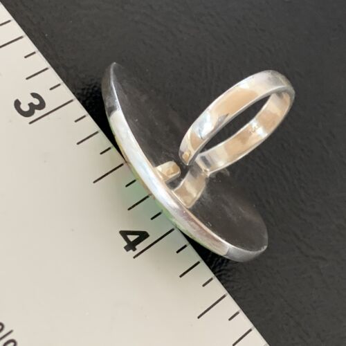 Adjustable Navajo Green Mojave Turquoise Ring | Sterling Silver | Sz 8 | 11722