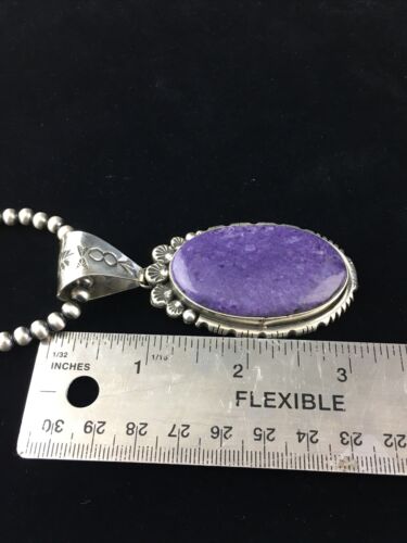 Navajo Purple Charoite Pendant Necklace | Sterling Silver | Authentic Native American Handmade | 10085